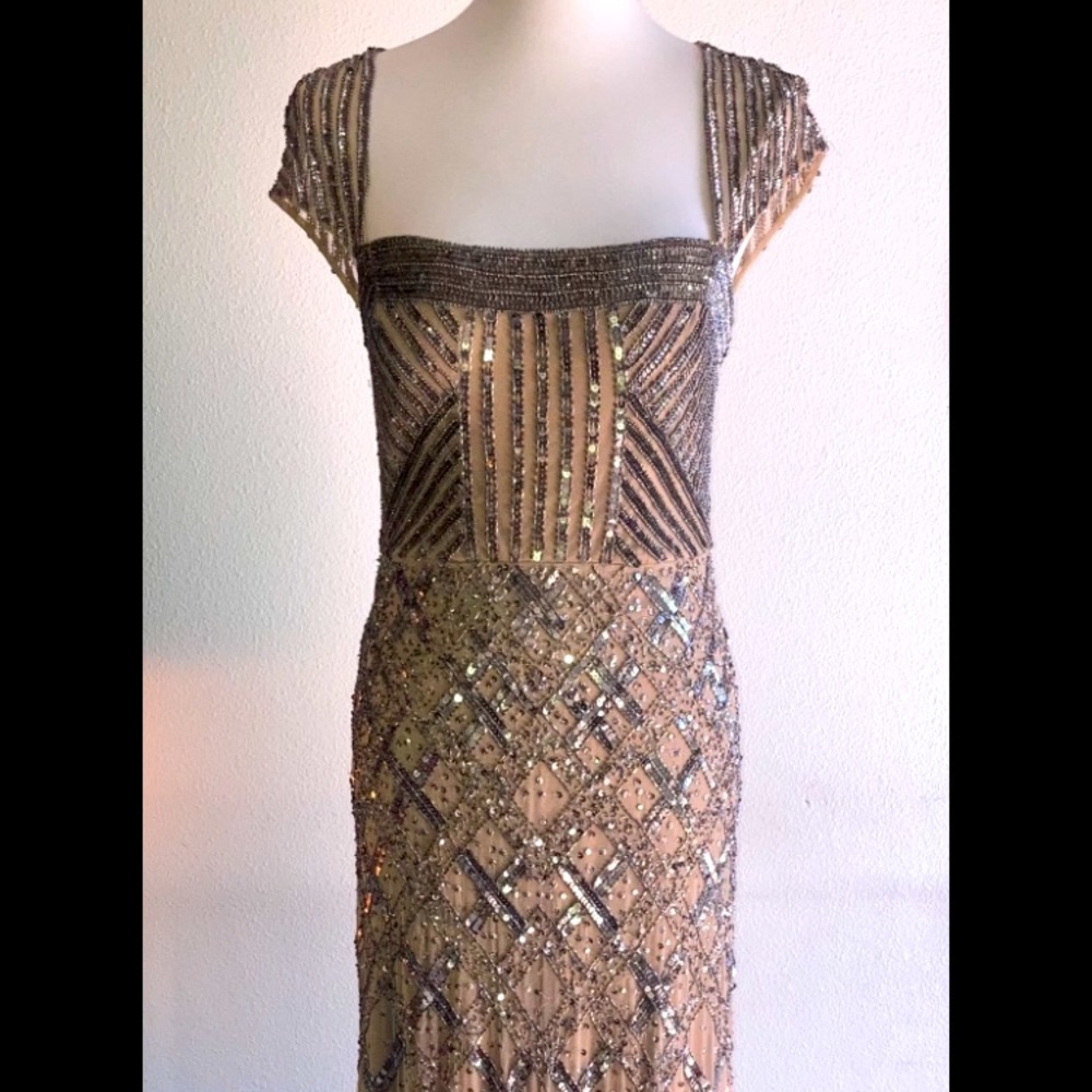 Adrianna Papell Tan/silver dress